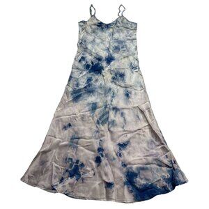 Silk Laundry 90s Silk Slip Dress Chinese Tie-Dye in Blue